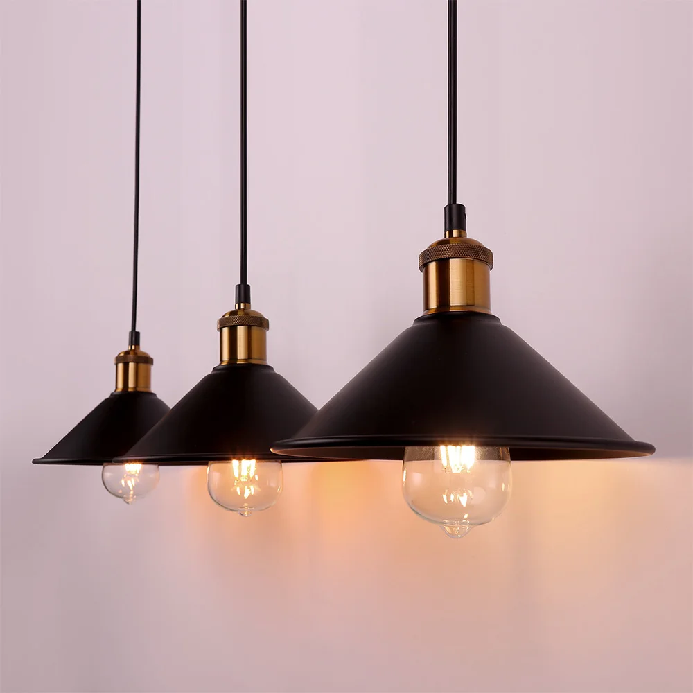 

Retro Loft LED Hanging Lamp Iron Black Home DecorPendant Lights E27 for Bedroom Kitchen Restaurant Living Room Indoor Lighting