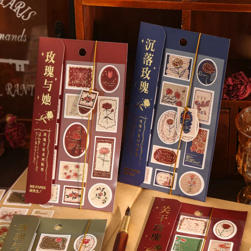 

2sheet Sticker Rose Universe Series Creative Art Illustration DIY Scrapbooking Stationery Handmade Decorative Material Collage