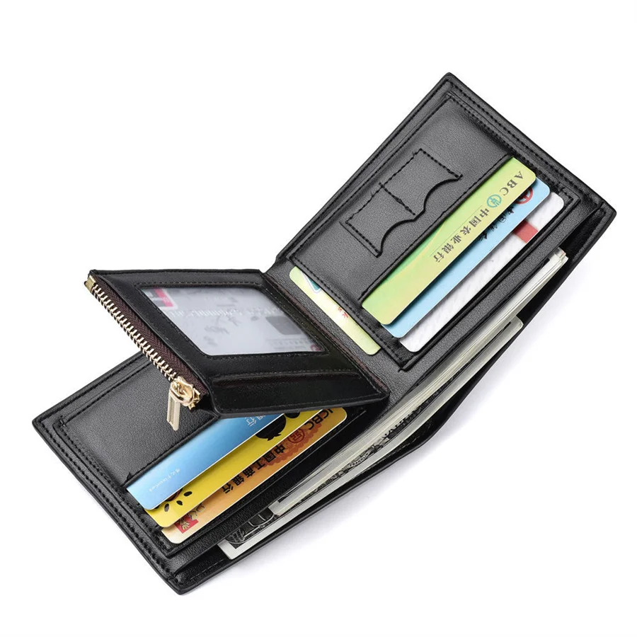 

Новый черный мужской короткий кошелек Корейская версия деловой кошелек для нескольких карт кошелек на молнии кошелек тройного сложения пр...