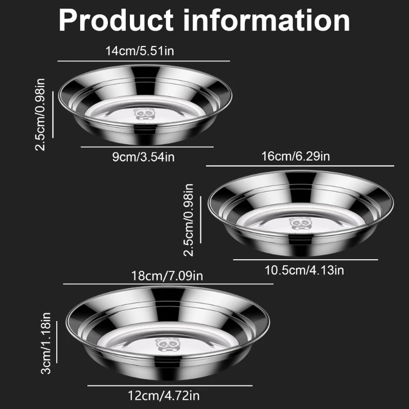 3 упаковки тарелки из нержавеющей стали 316 для семейного обеда углубленное