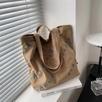canvas smiley print women bag 2022 new summer letter design shoulder bag fashion trend large capacity student tote handbag purse