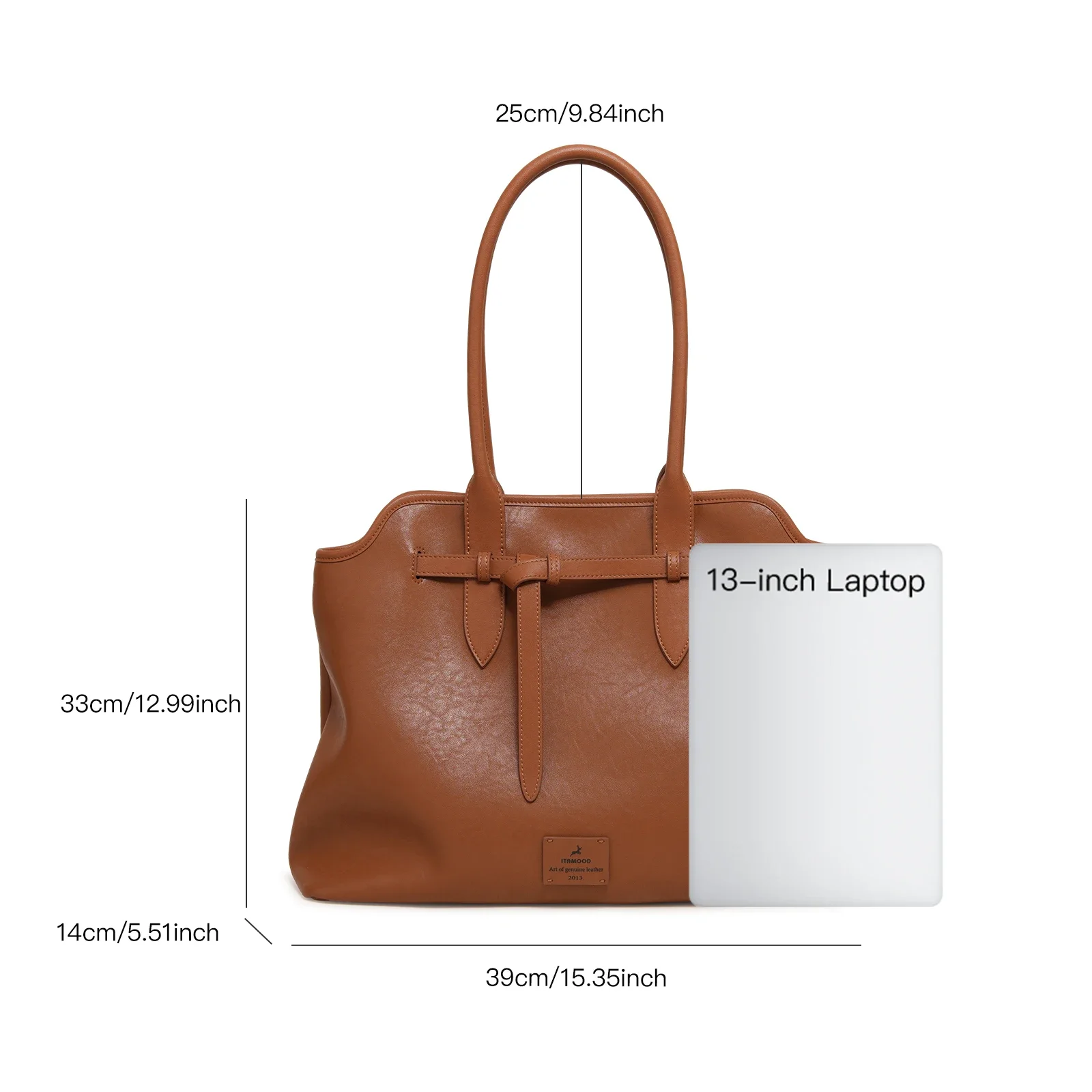 ITAMOOD большая сумка из натуральной кожи супер вместимость коричневая