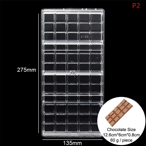New Polycarbonate Chocolate Mould Professional Molds for Chocolates Candy Bar Mold Confectionery Cake Baking Pastry Bakery Tool