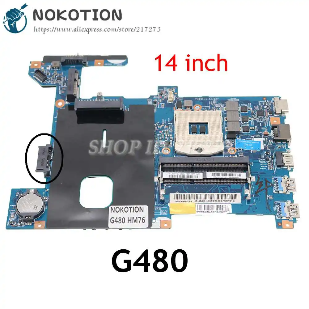 Материнская плата NOKOTION для ноутбука Lenovo G480 материнская HM76 DDR3 LG4858 UMA MB 11291-1 488.4sg16. 011