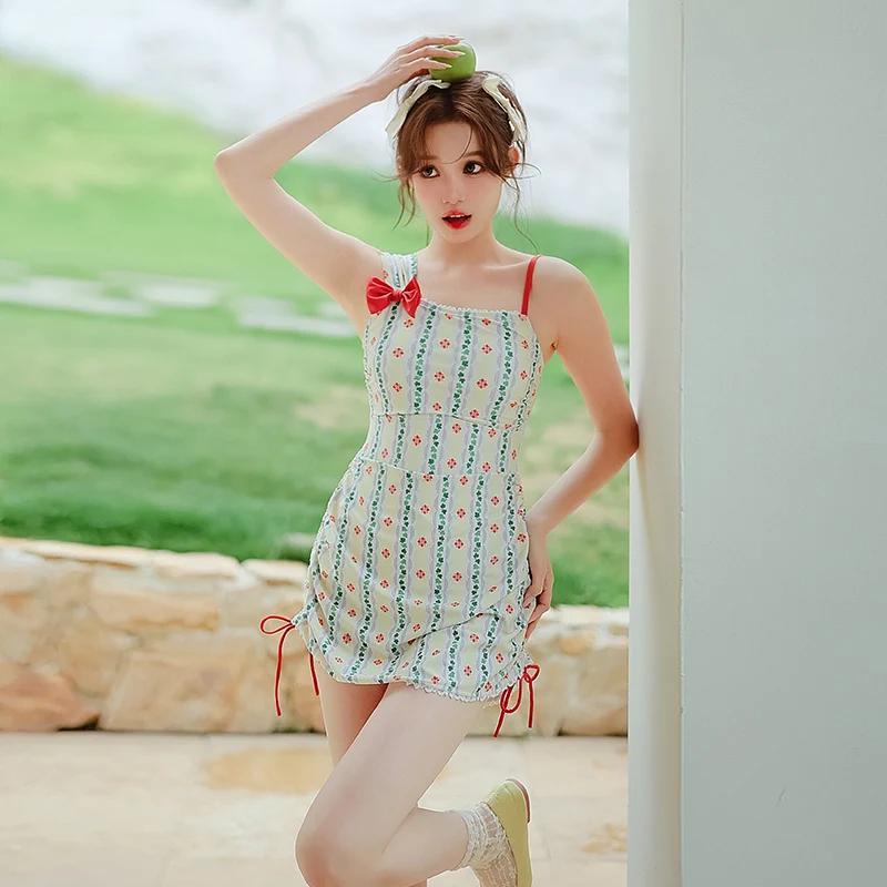 

Летняя пляжная одежда 2023, купальник с юбкой, женский купальник, женский сплошной купальный костюм на бретельках с декором, купальный костюм с вырезами