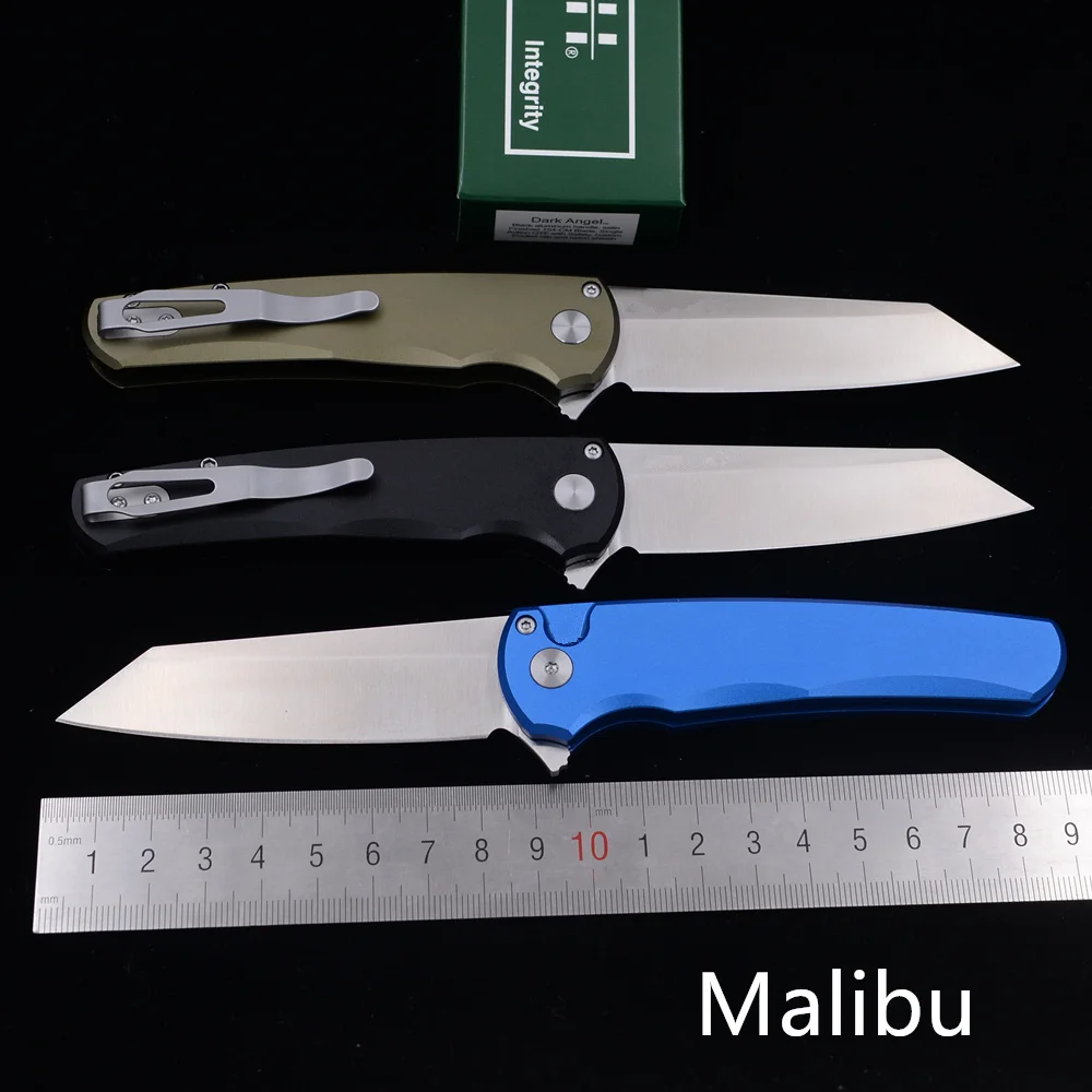 

Pro-Tech Malibu Ball Bearing Flipper Mark 20CV Reverse Tanto Aluminum Handle Camping Hunt Survival EDC Pocket Tool Folding Knife