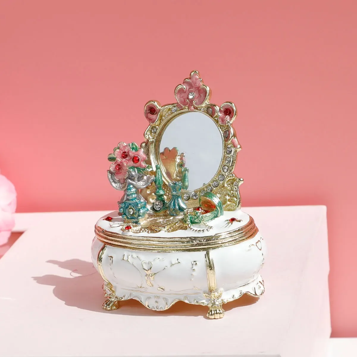 Синий туалетный столик коробка для безделушек на петлях ручная роспись