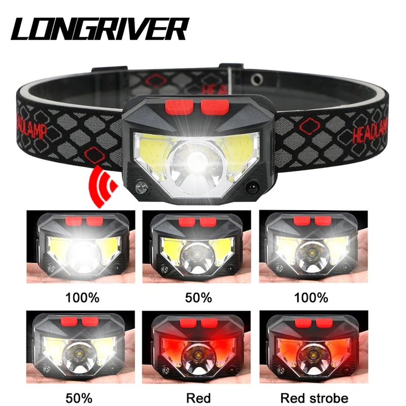 

8 Modes Sensor Powerful LED Headlamp COB USB Rechargable Flashlight Torch Head Lamp Camping Fishing Running Portable Headlight