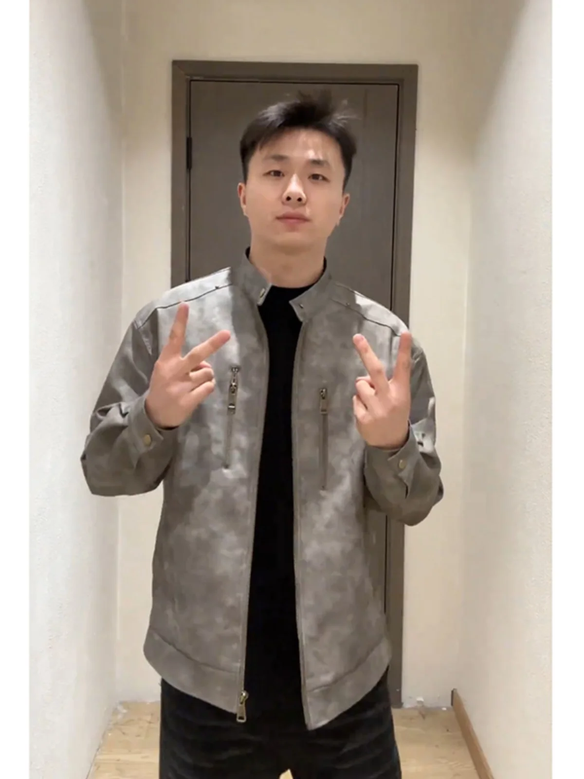 Американское кожаное пальто с заклепками верхняя одежда мужская винтажная