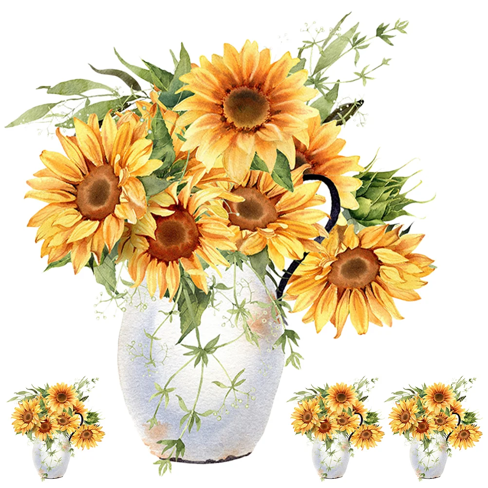 

4Pcs Fresh Sunflower Toilet Sticker Strong Sticky Washroom Toilet Seat Stickers Decals