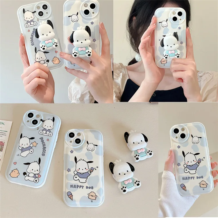 

Hello Kitty Phone Case Anime Character Pachacco Phone Case Holder Kawaii Dog Girls Iphone 13Promax Protective Shell Bracket Gift