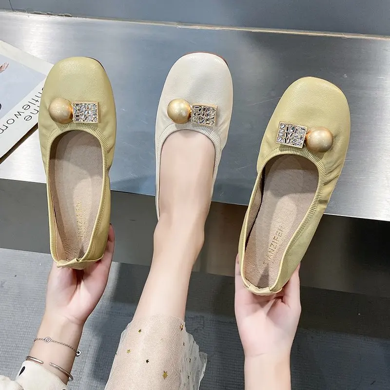 

Лидер продаж, модная Брендовая женская обувь, Новинка весна-осень 2021, мягкие туфли на плоской подошве, туфли на плоской подошве с квадратным ...