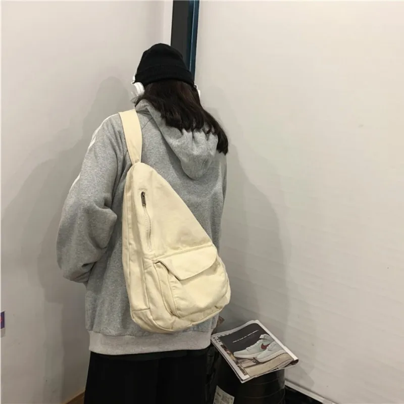 

Women Shoulder Messenger Bag Canvas Crossbody New Trend Fashion Female Bag Solid Color High Quality Ladies Chest Bag New Arrival