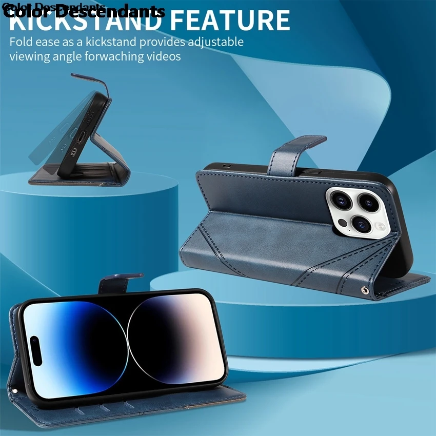 Кожаный чехол-бумажник для iPhone 16 15 Pro 14 Plus 13 11 Max 12 Mini XR X XS 7 8 6 6S магнитный