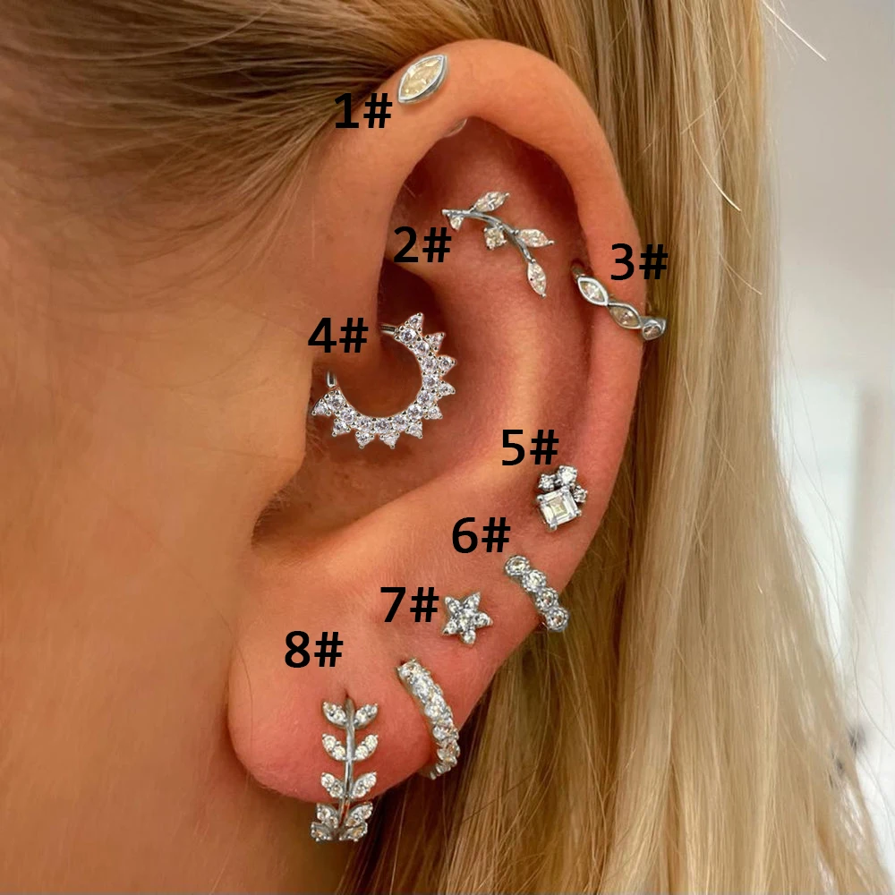 

Star Helix Daith Piercing Earrings for Teen Girls Dainty Zircon Cartilage Accessories Conch Tragus Rook Lobe Ear Hoops Jewelry