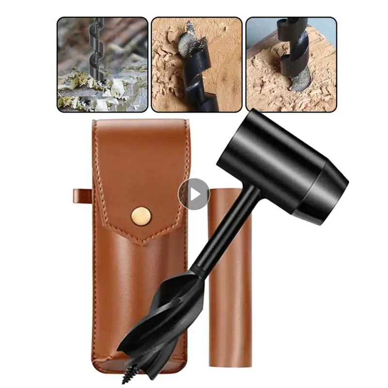 

Шнековый ключ для выживания на природе, ручная дрель, инструмент для выживания с кожаным чехлом, спортивные ремесла джунглей, аксессуары дл...