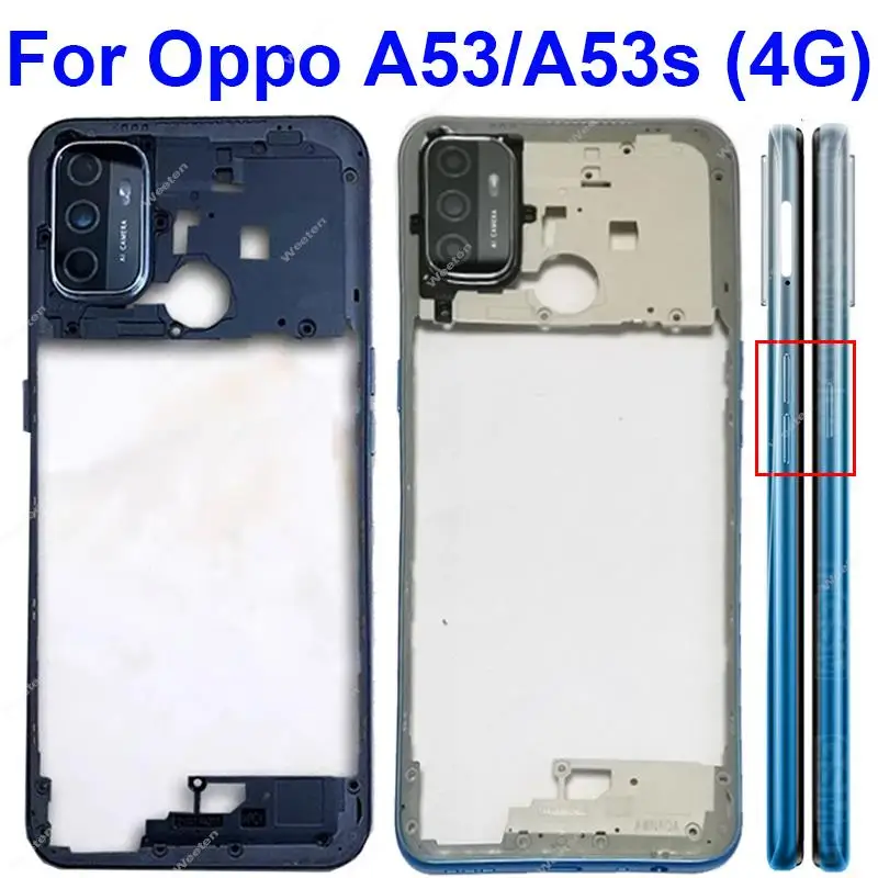 Для OPPO A53S A53 4G средняя рамка Корпус крышка задняя крышка корпус батарейного отсека Рамка детали с/без фотоэлемента