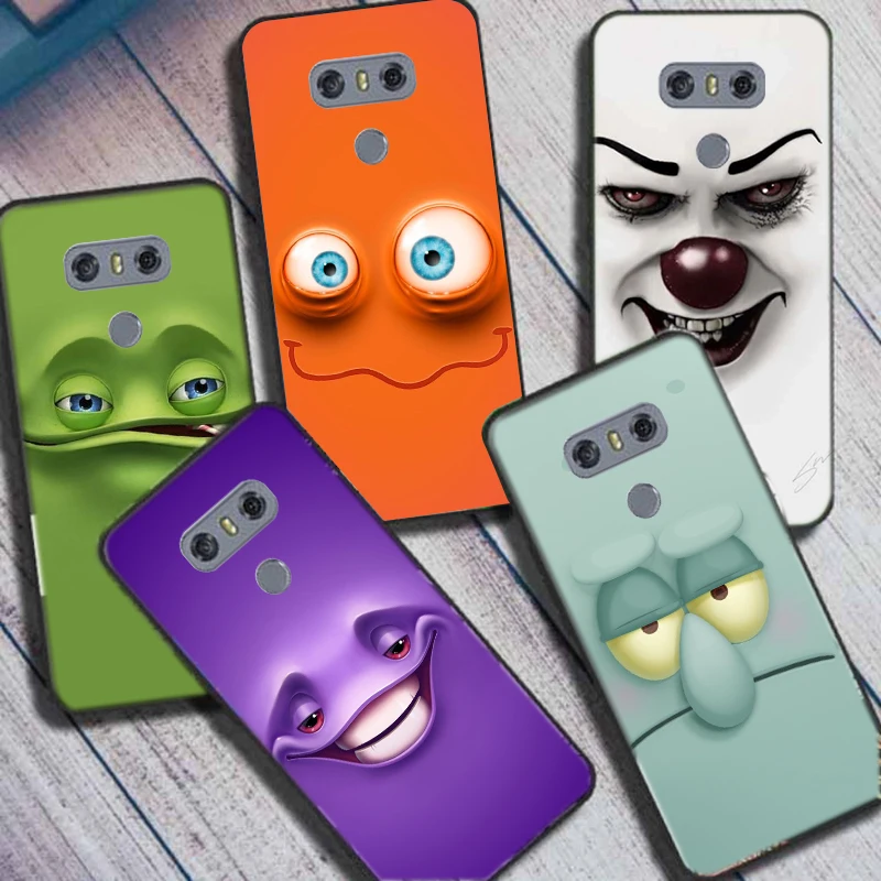 Чехол с забавным лицом для LG G6, мягкий чехол для телефона, задние крышки для LG G5 G 6 LGG6 LGG5 G 5, силиконовый бампер, черный мультяшный чехол