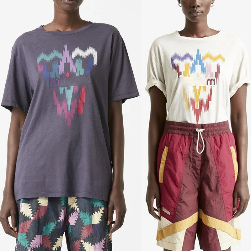 

Summer New Fashion Classic Luxury Design Print Contrast Round Neck Pullover Fashion Versatile Top Women Short Sleeve T-Shirt I1