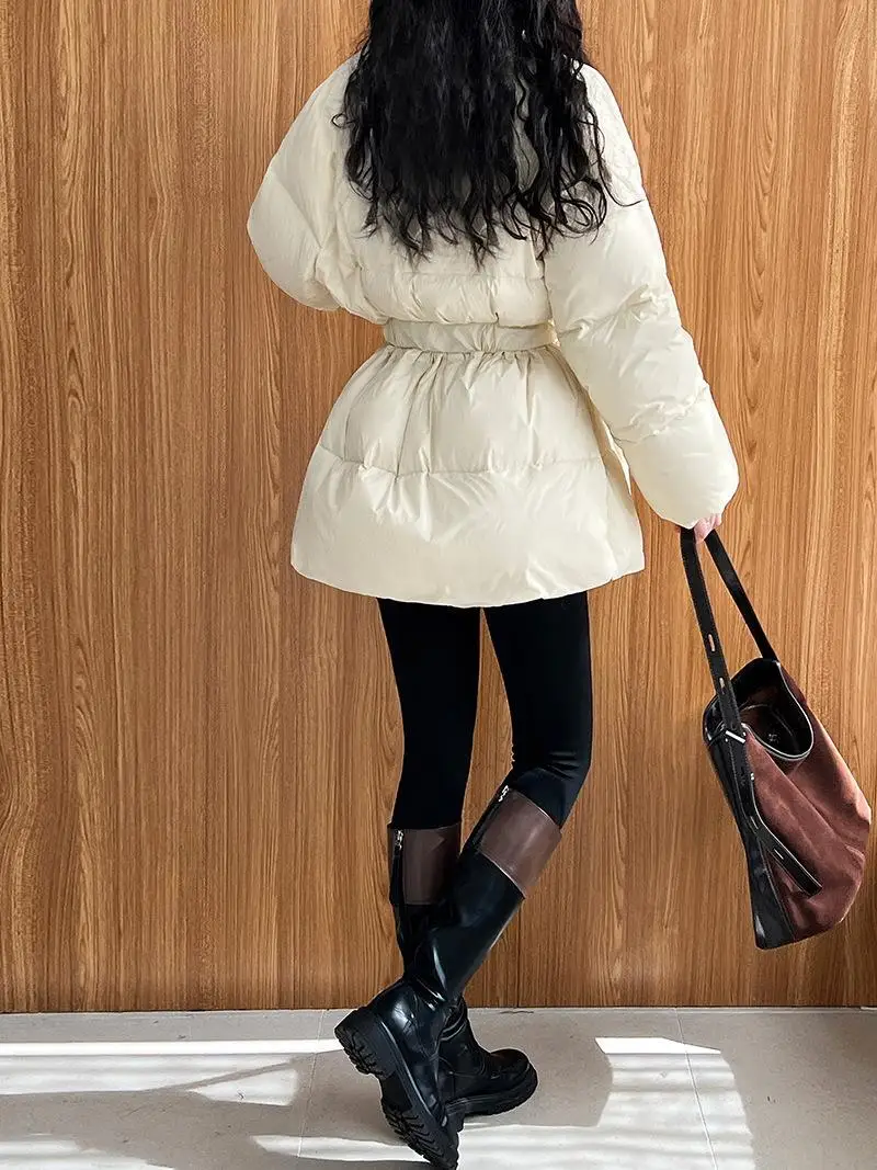 Janveny зимняя куртка на 90% белом утином пуху женская пушистая куртка-пуховик с