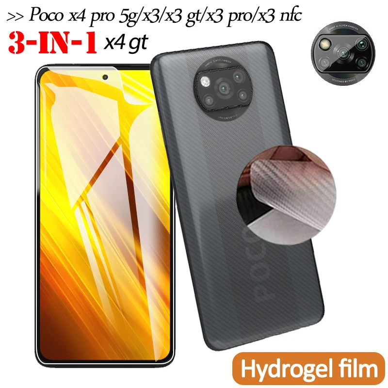 

гидрогелевая защитное стекло для xiaomi poco x3 x4 pro 5g pocox3 nfc поко х3 poko x3 pro x3 gt poco x3 гидрогель защитная пленка для экрана + задняя пленка + камера плён...