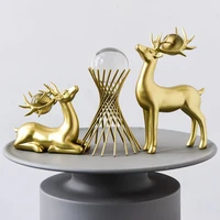 creative light luxury marble resin crafts living room tv cabinet study animal decoration golden elk decoration