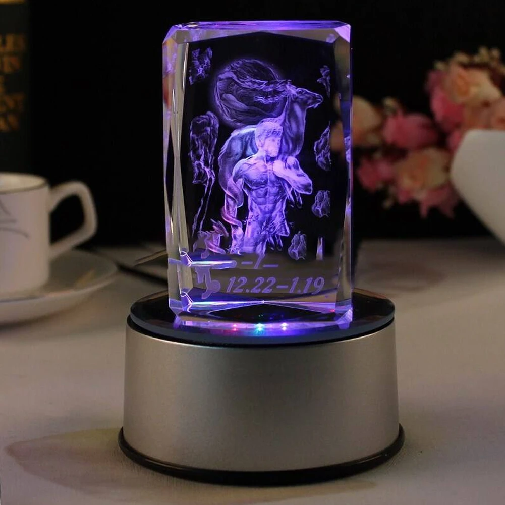 7 LED Разноцветный 3D Кристальный Трофей 360 Поворотная Основа Дисплея Держатель электрического света на.