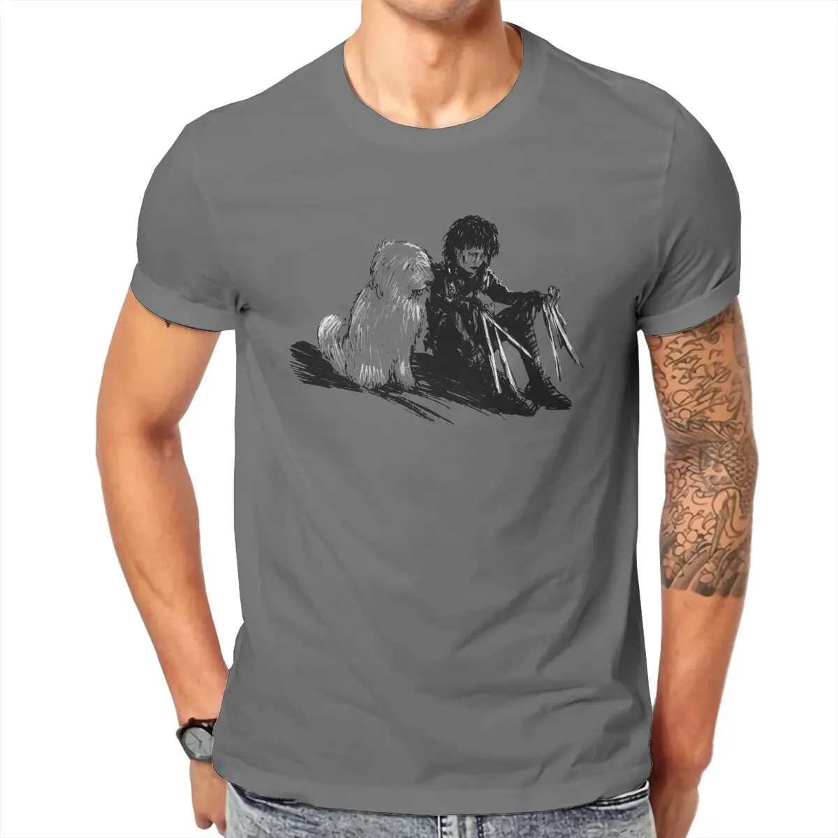 

Мужские футболки Эдвард ножницы сумасшедшие хлопковые футболки с коротким рукавом футболки с Джонни Депп Тим Бёртон панк фильм футболка ид...