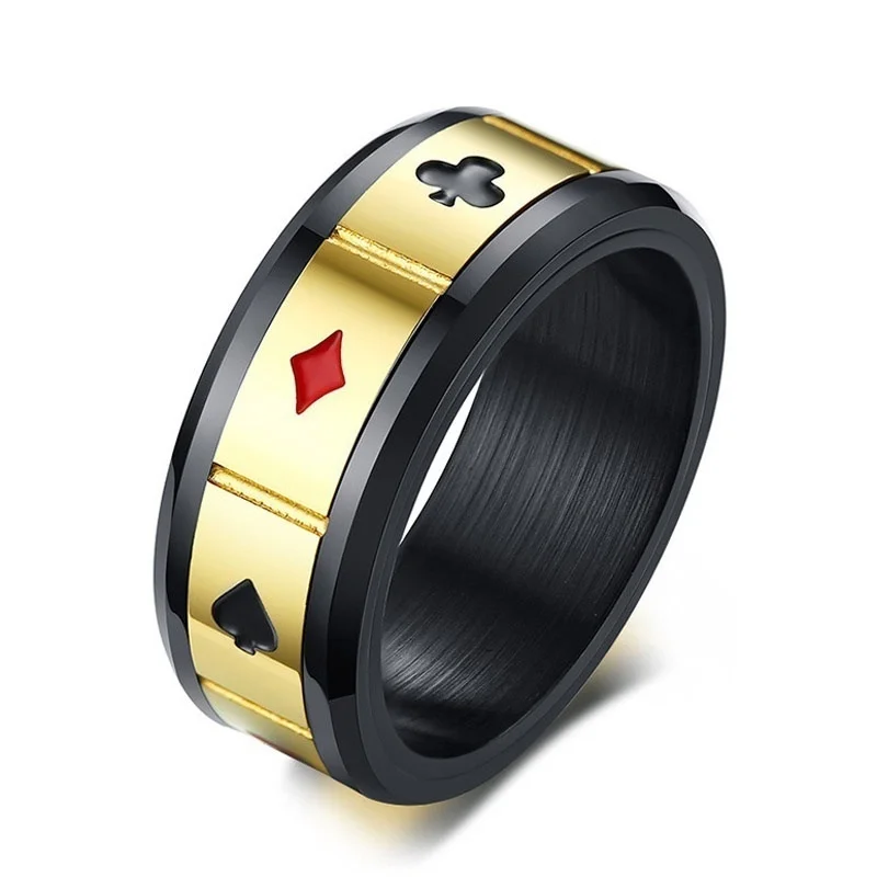 

Trendy Punk Hip Hop Poker Men's Ring Fashion Titanium Steel Ring Creative Personality Fashion Jewelry Accessories Boyfriend Gift