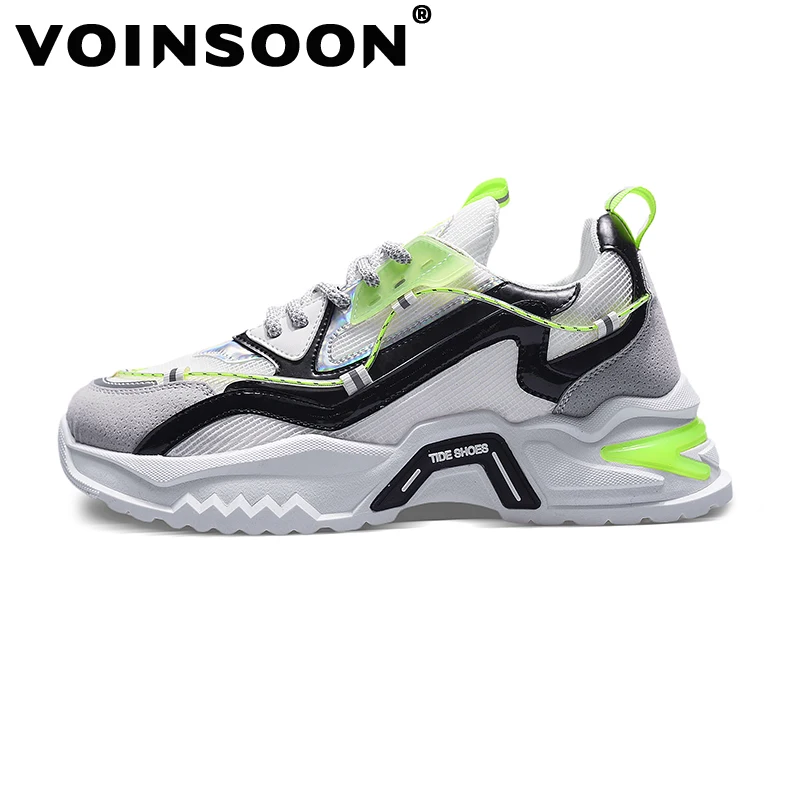 

Светоотражающая мужская повседневная обувь Voinsoon, модные женские кроссовки, дышащая спортивная обувь с сетчатым подкладом, нескользящая износостойкая обувь