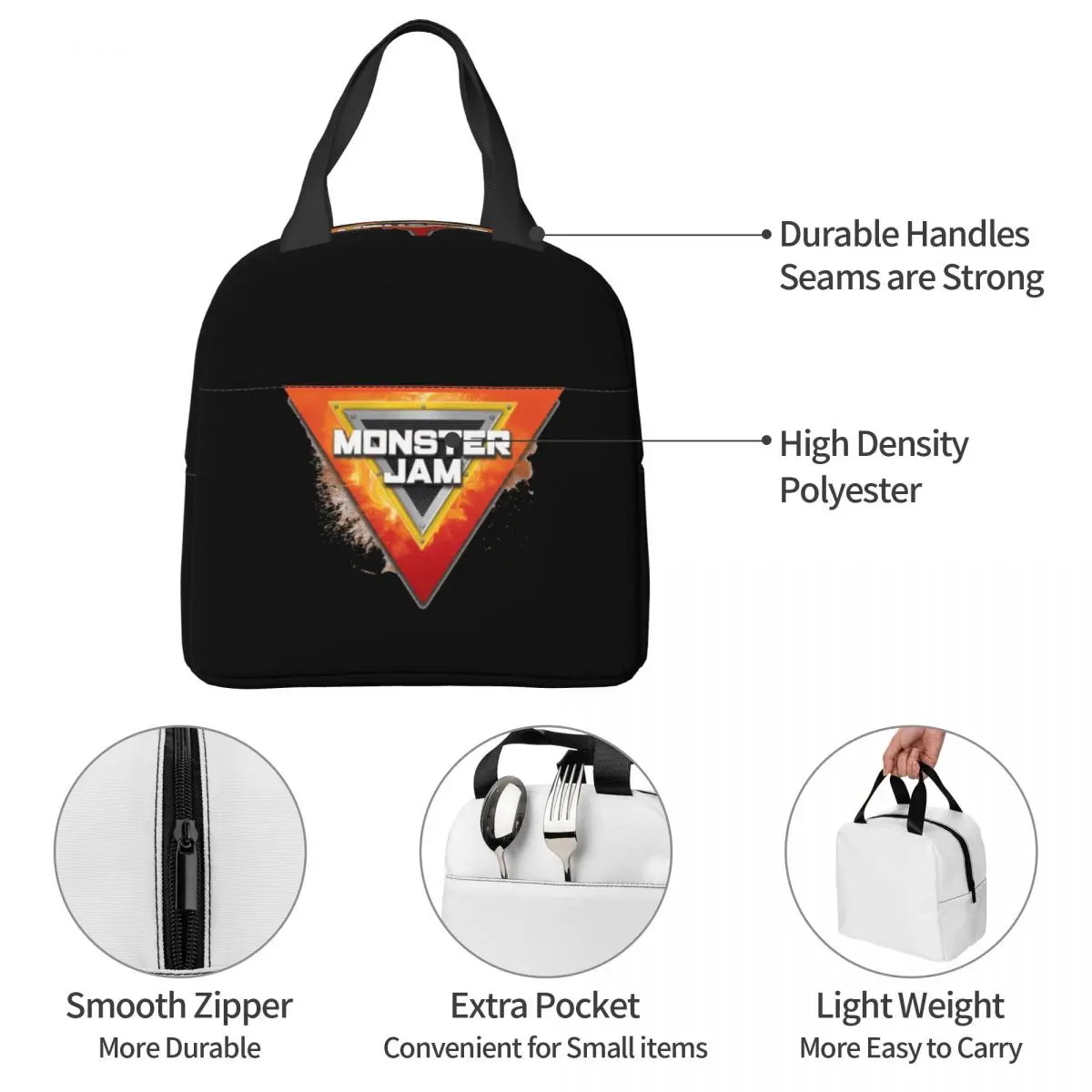 Монстр-джем грузовик Мотоспорт Мотогонки Изолированные сумки для ланча