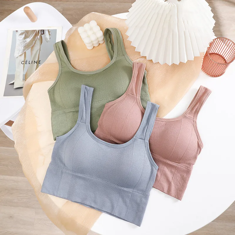 

Seamless Bras Women Beauty Back Tube Top Padded Underwear Sports Crop Top Streetwear Female Fashion Bralette Tops Removable Pads