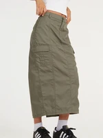 houzhou straight cargo skirt long women summer vintage green pocket patchwork harajuku loose back slit midi skirt streetwear
