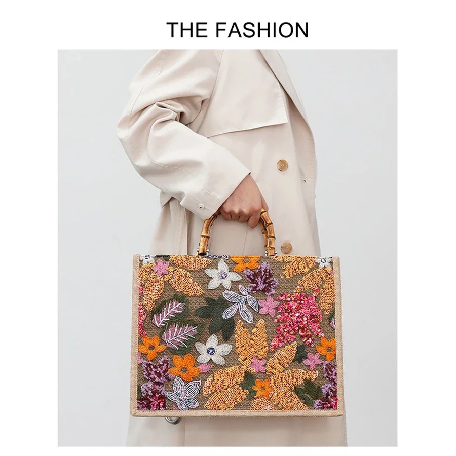 Женская сумка из бамбукового узла роскошная изысканная большая женская с