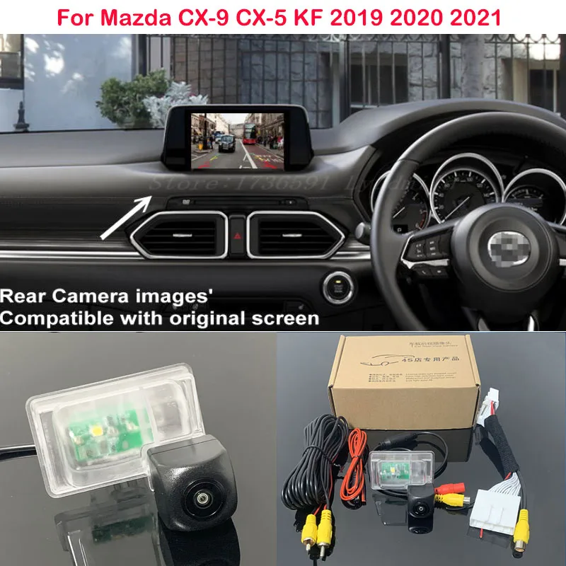 Камера заднего вида для Mazda CX9 CX-9 CX-5 CX 5 CX5 KF 2019 2020 2021 28-контактный адаптерный кабель OEM-экран Камера заднего вида ночного видения