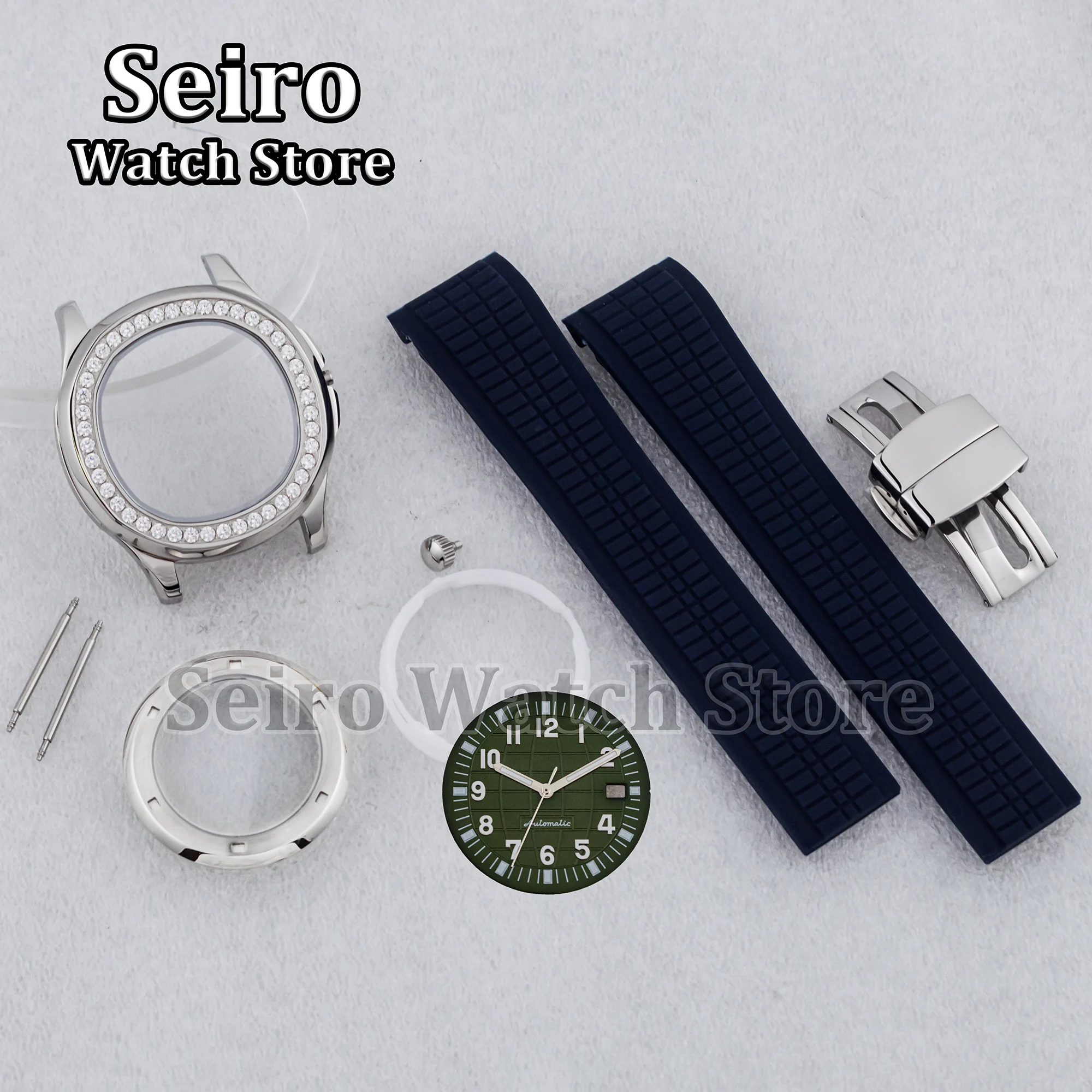 Браслет для часов с бриллиантами 42 мм резиновый светящийся циферблат ручная