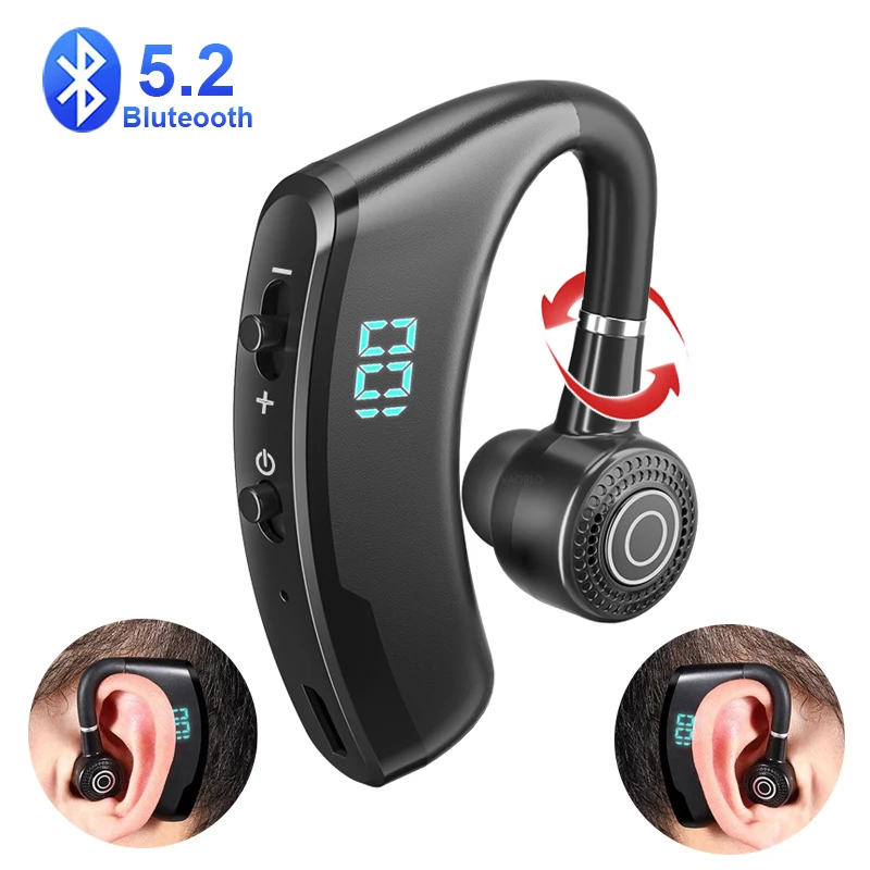 

Bluetooth 5.2 Earphone Ear Hook Wireless Headphones Sports Business Headset 270°Rotation Waterproof Noise Reduction Earbud