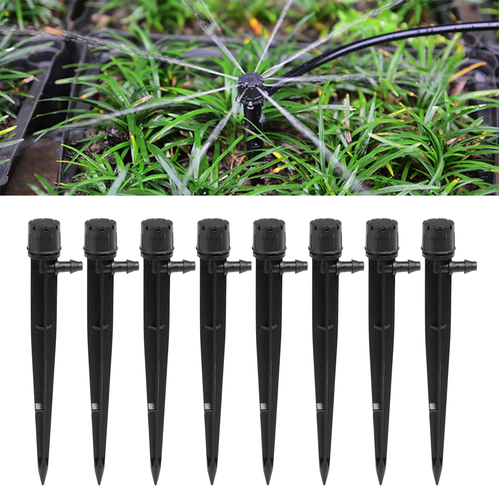 

10 Pcs Adjustable 360° 8 Hole Micro Sprinkler Full Circle Scattering Spray Nozzle Drip Irrigation Inserting Ground Stake Emitter