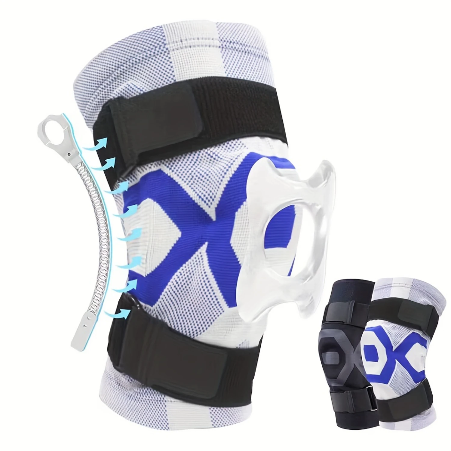 1 шт. пружинный наколенник с двойными ремнями и силиконовой накладкой для