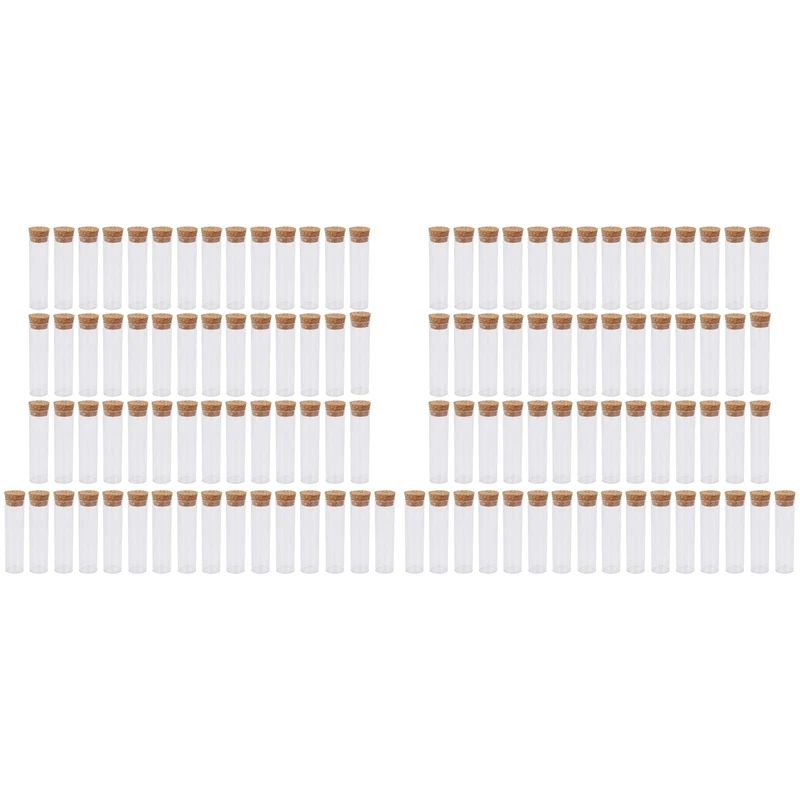 

100Pcs 25X95mm Flat Bottom Tea Plastic Test Tube Drosophila Vials Culture Tube With Cork Stoppers