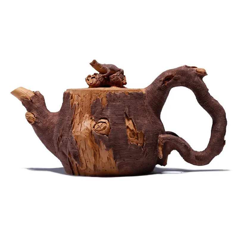 

180ml Authentic old purple clay pot Chinese Manual custom tea pot set Lizard pottery bamboo section stump zisha teapot Gift