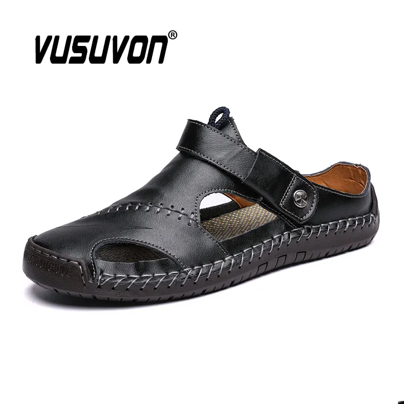 

Summer Sandals Men Leather Classic Roman 2023 Fashion Slipper Outdoor Sneaker Beach Rubber Flip Flops Water Trekking Flats