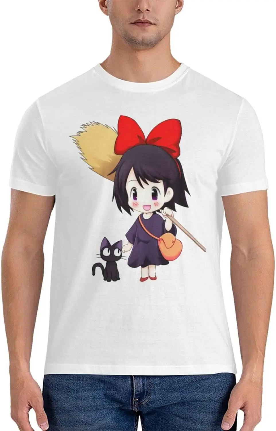 Мужские футболки для Kiki cat Delivery классическая одежда с коротким рукавом