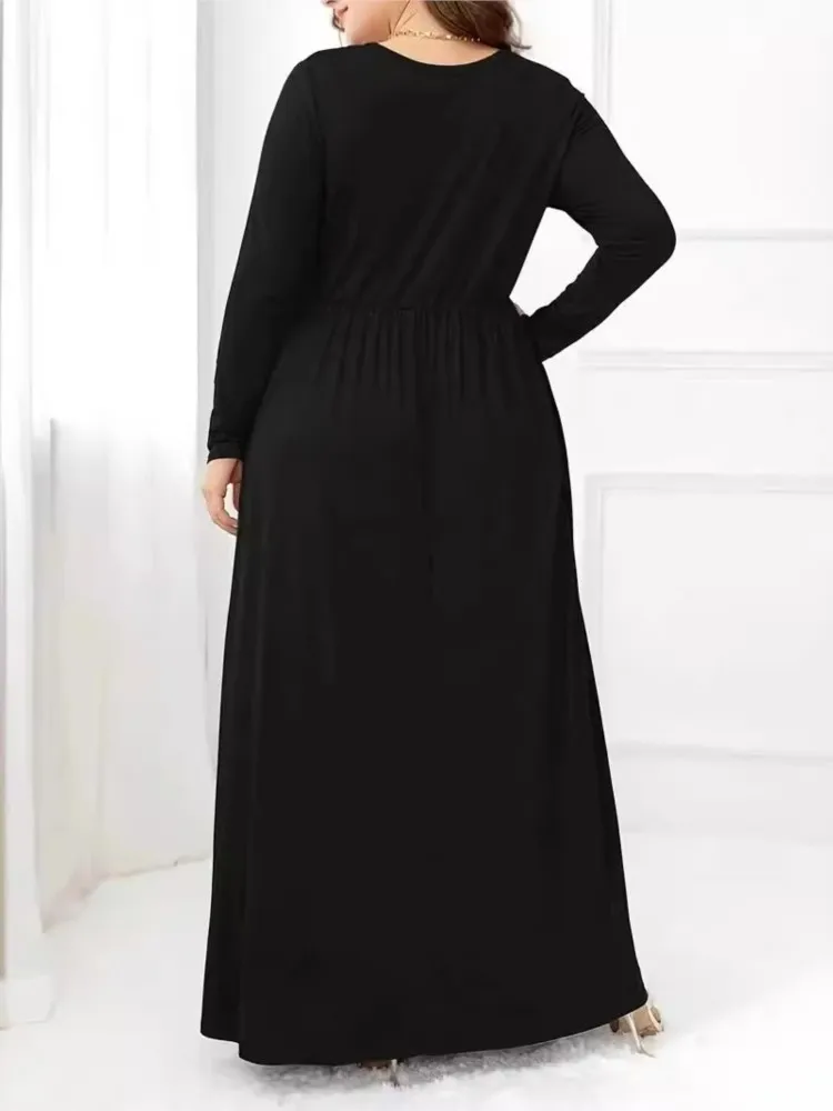 Женское длинное плиссированное платье-трапеция с оборками повседневное