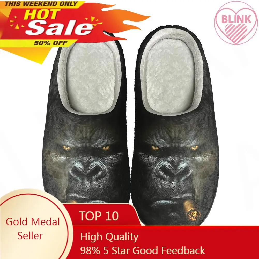 

Funny Monkey Gorilla Home Cotton Custom Slippers High Quality Mens Womens Plush Fashion Casual Keep Warm Shoes Thermal Slipper