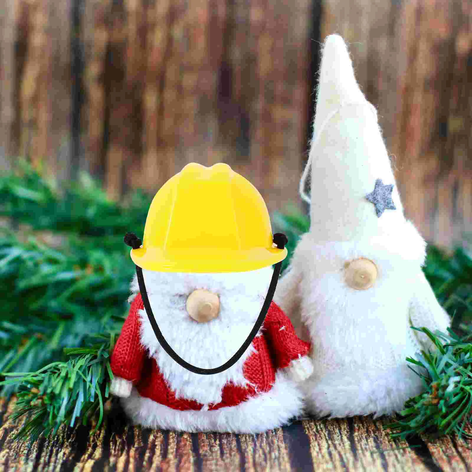 

4 Pcs Plastic Dolls Construction Hat Cake Decorations Baby Hats Hard Miniature