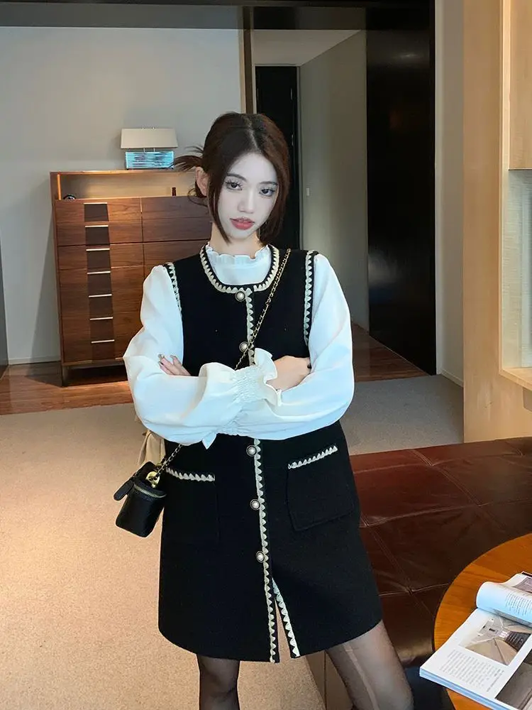 Korejepo Маленькое ароматное платье-жилет Комплект из двух предметов Женский