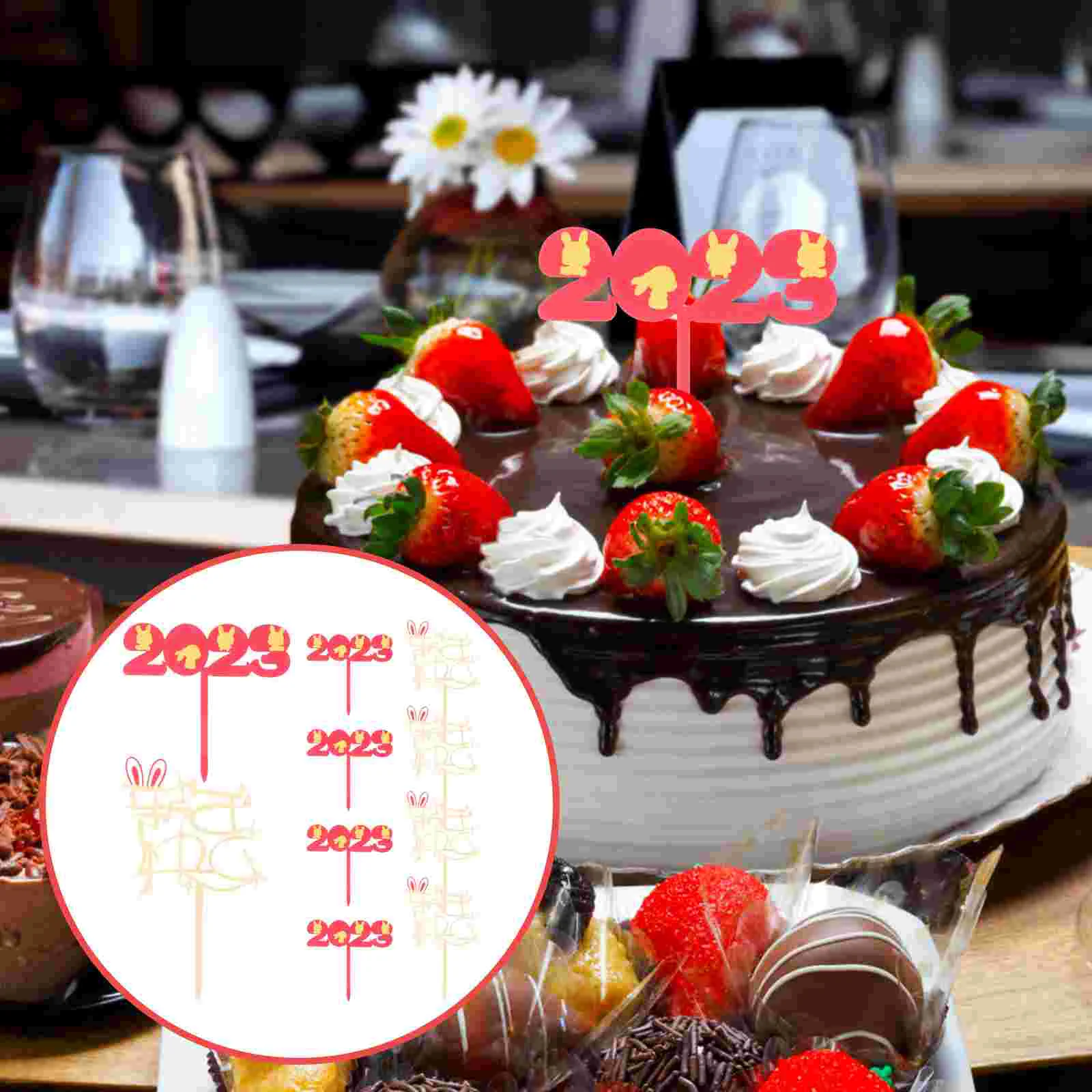 

Year New Toppers Chinese Cake Cakes Rabbit Cupcake Picks Spring Party Festival Thedecorations Supplies Dessert Topperornaments