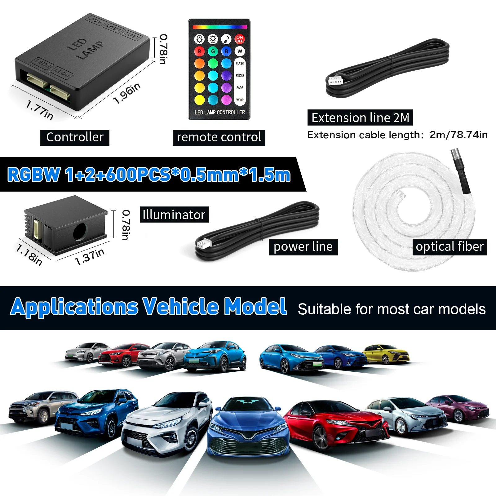 

RGBW DC12V 16W Светильник «Звездное Небо» Для Потолка С Управлением Через Приложение Для Декора Салона Автомобиля