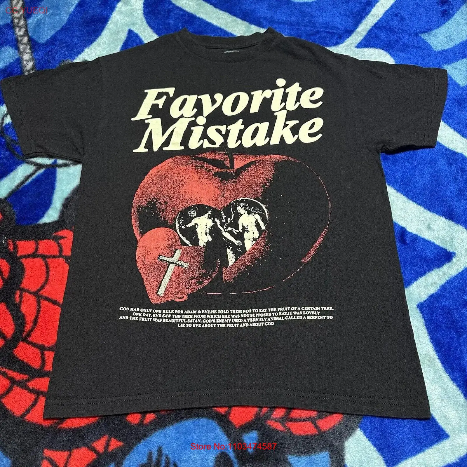 Футболка с религиозным Иисусом Лада и Ева Запретные фрукты Любимый туман Размер